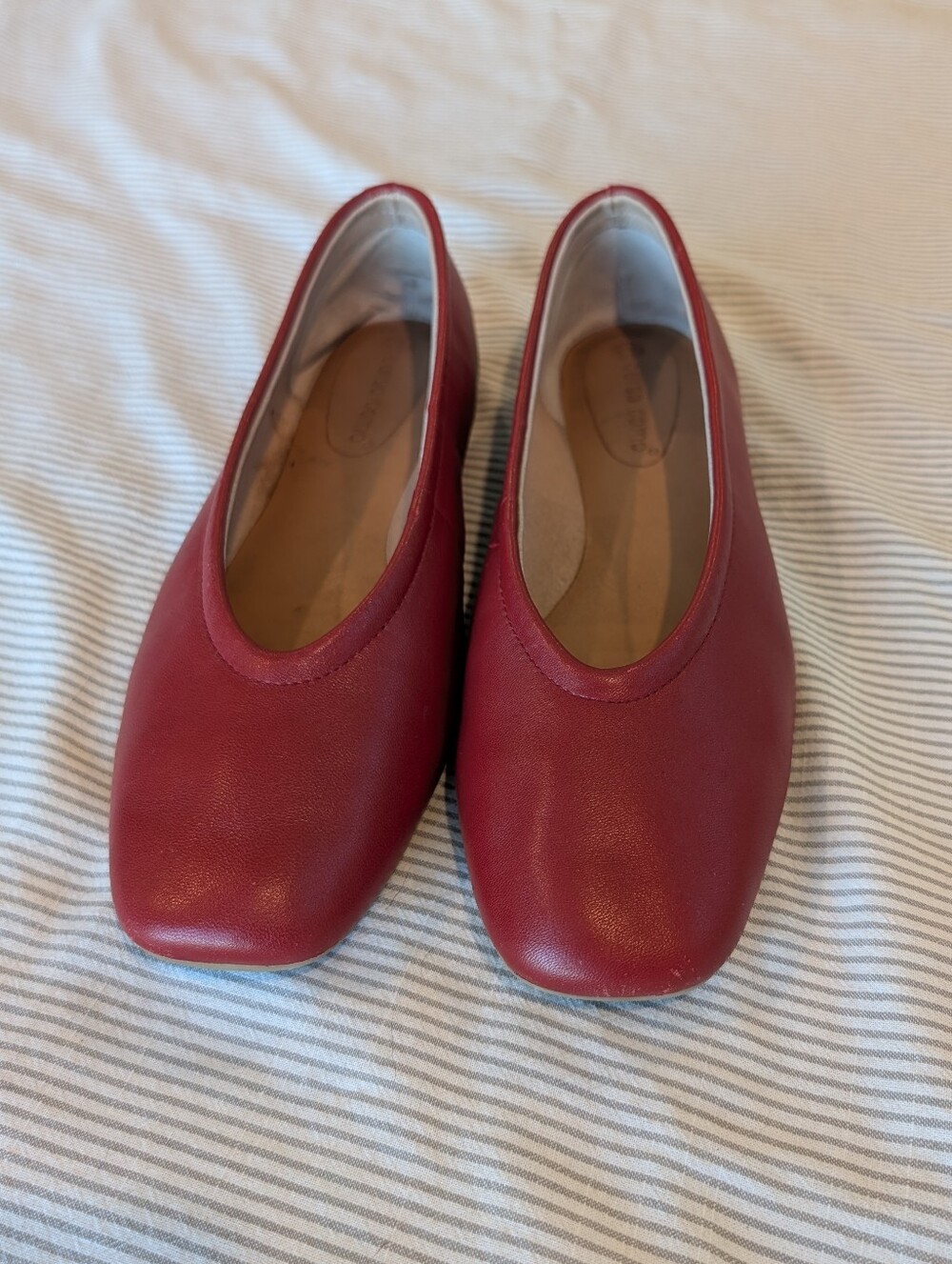 Corso Como Red Square Toe Leather Flats Size 8US